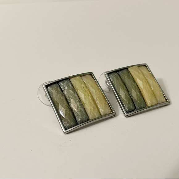 Lot of 2 Double Triangle Drop and Square Bar Stud Earrings - Picture 4 of 16